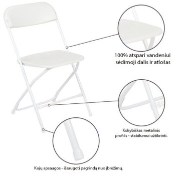 Kokkupandava mööbli komplekt: Laud 180 valge, 8 tooli Europa valged