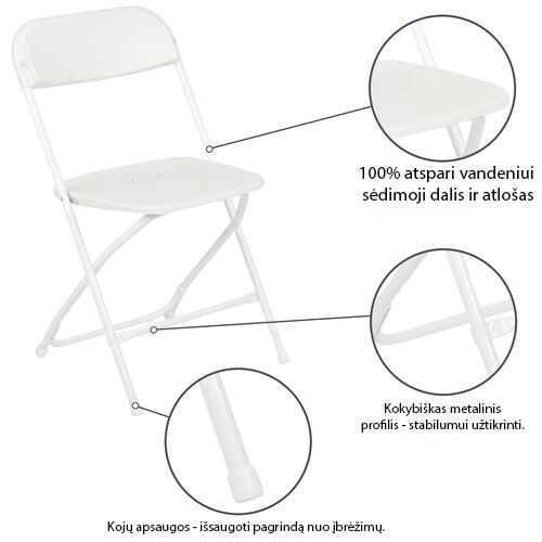 Kokkupandava mööbli komplekt: Laud 150 valge, 8 tooli Europa valged