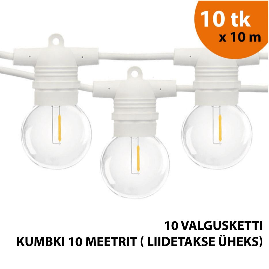 Välistingimustes kasutatav valguskett (LED tuled) 100 m Glow valge