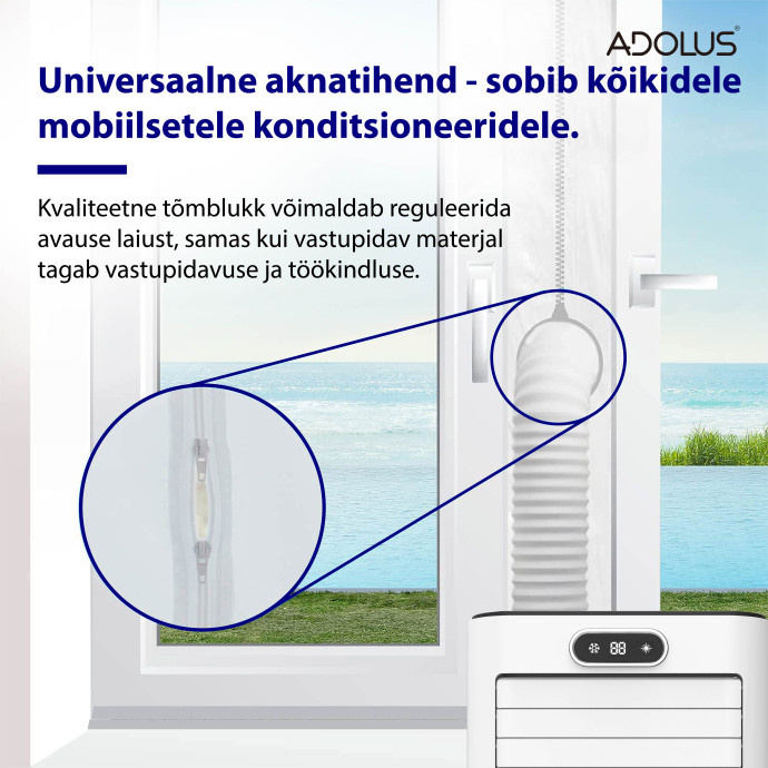 ADOLUS ARCTIC A2600H mobiilne konditsioneer küttefunktsiooni ning aknatihendiga