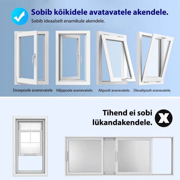 Aknatihend Adolus (400 cm) mobiilse konditsioneeri jaoks