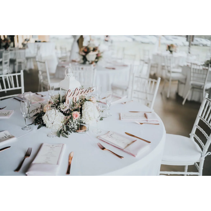 Määrdumiskindel ümmargune laudlina valge D250