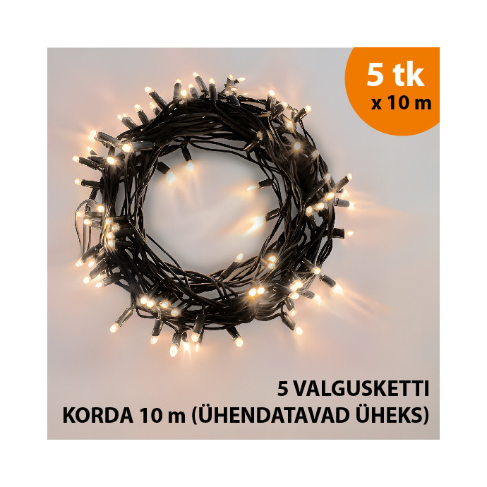 Välis- ja siseruumides kasutatav valguskett (LED tuled) 50 m PROLED must