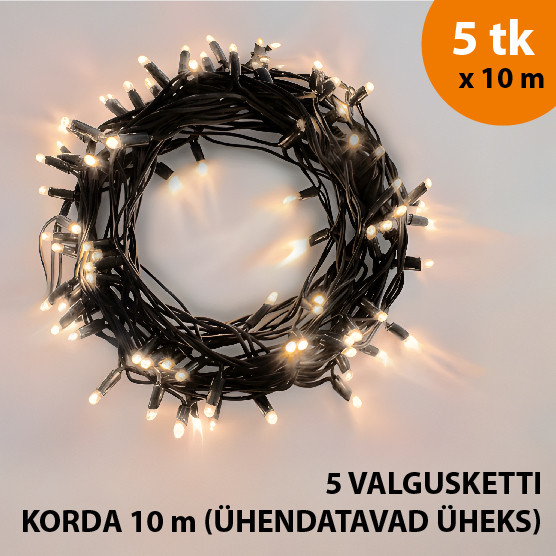 Välis- ja siseruumides kasutatav valguskett (LED tuled) 50 m PROLED must