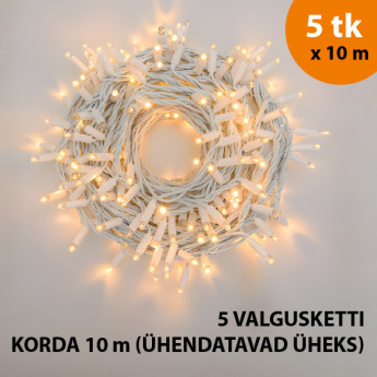 Välis- ja siseruumides kasutatav valguskett (LED tuled) 50 m PROLED valge