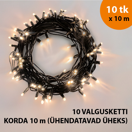 Välis- ja siseruumides kasutatav valguskett (LED tuled) 100 m PROLED must