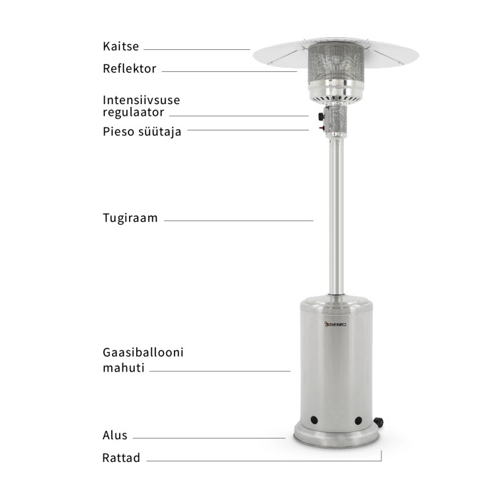 Roostevabast terases gaasisoojendi Heatum Alonzo koos gaasiballooniga