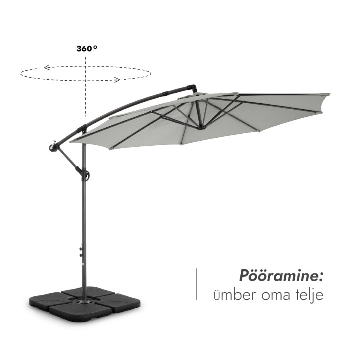 Päikesevari Select Light Grey koos raskusplaadi ja kaitsekattega