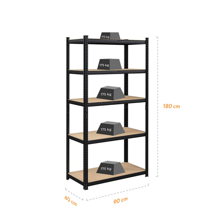 Hoiuriiulid 180x90x40 PRO Must (3 tk)