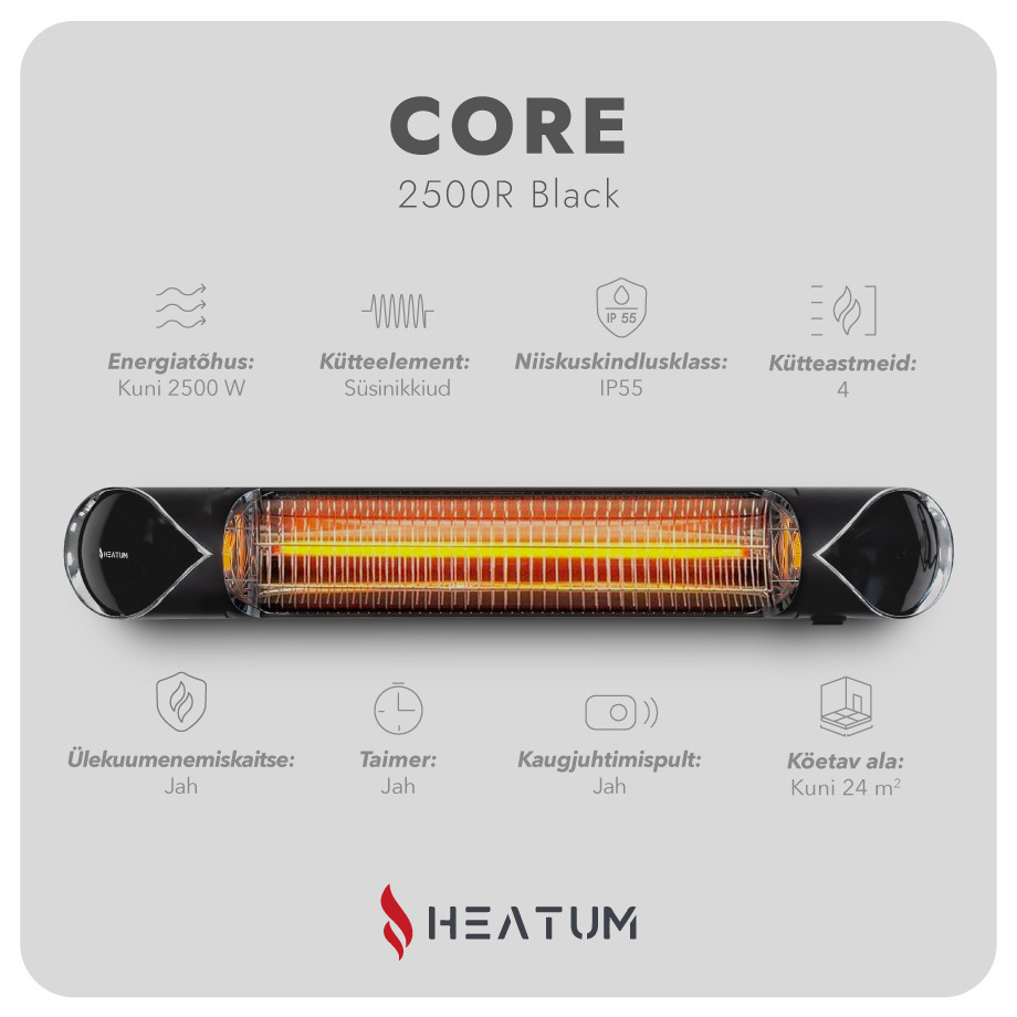 Infrapuna soojuskiirgur Heatum H2500R CORE BLACK