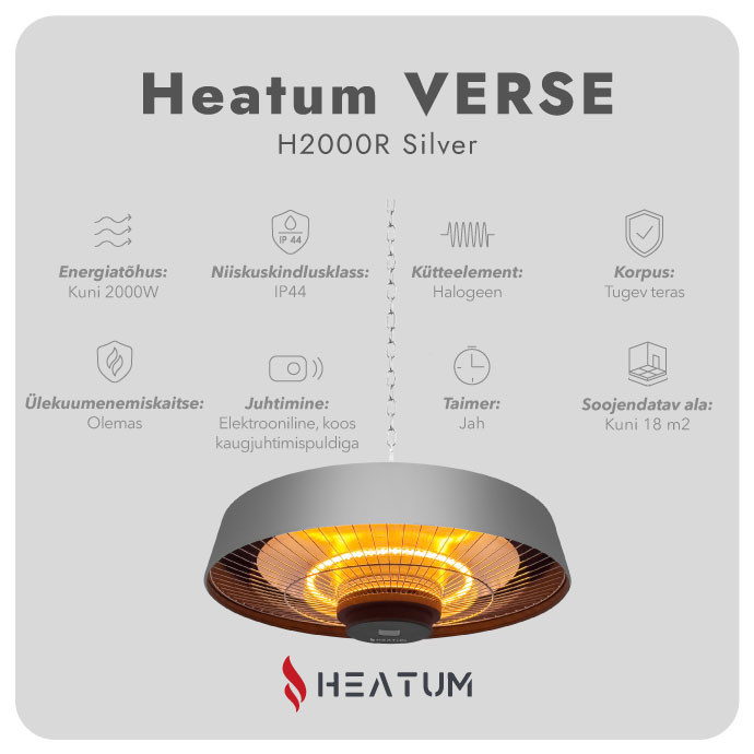 Infrapuna soojuskiirgur Heatum H2000R VERSE SILVER