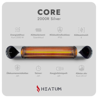 Ühel jalal seisev infrapuna soojuskiirgur Heatum H2000R CORE SILVER