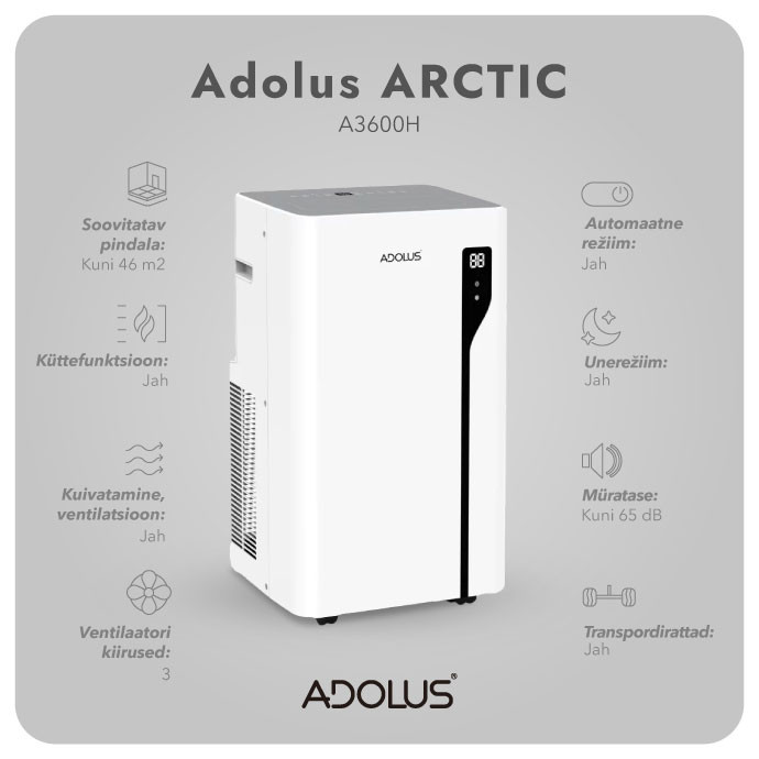 ADOLUS ARCTIC A3600H mobiilne konditsioneer koos küttefunktsiooniga