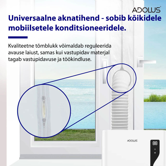 ADOLUS ARCTIC A3600H mobiilne konditsioneer koos küttefunktsiooni ja aknatihendiga