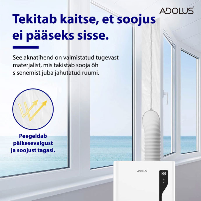 ADOLUS ARCTIC A3600H mobiilne konditsioneer koos küttefunktsiooni ja aknatihendiga