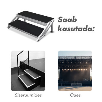 Reguleeritav alumiiniumtrepp 40-60 cm lavapoodiumi jaoks (2 astet)