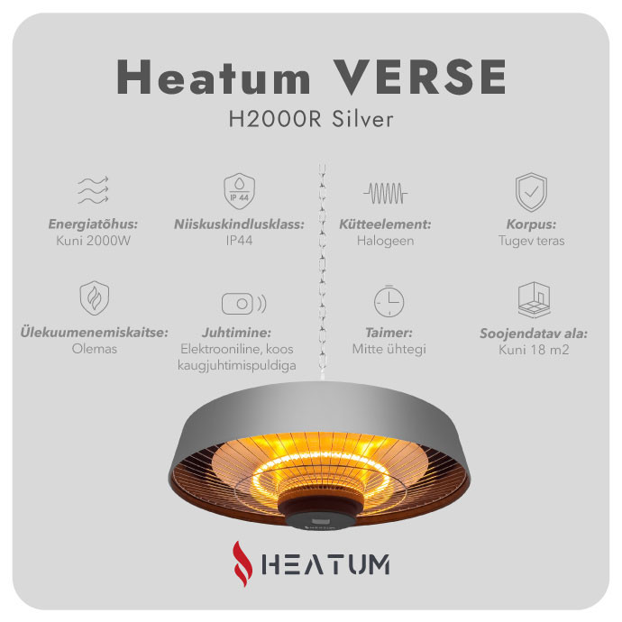 Infrapuna soojuskiirgur Heatum H2000R VERSE SILVER