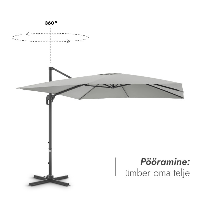 Päikesevari Comfort Light Grey koos raskusplaadi Solid ja kaitsekattega Comfort Light Grey