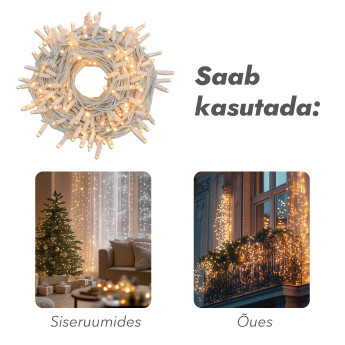 Välis- ja siseruumides kasutatav valguskett (LED tuled) 10 m PROLED valge Välis- ja siseruumides kasutatav valguskett (LED tuled) 10 m PROLED valge