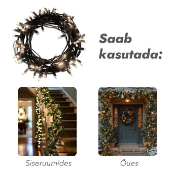 Välis- ja siseruumides kasutatav valguskett (LED tuled) 10 m PROLED must Välis- ja siseruumides kasutatav valguskett (LED tuled) 10 m PROLED must