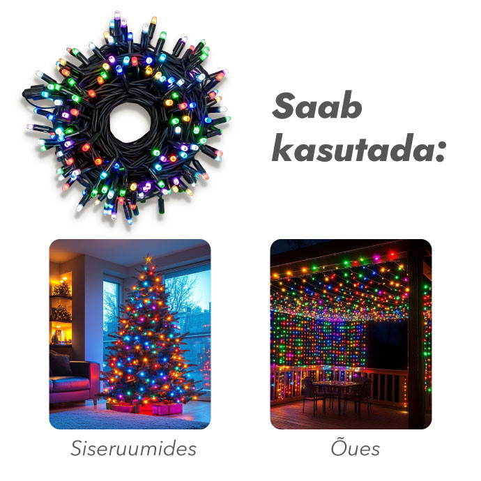 Välis- ja siseruumides kasutatav valguskett(LED tuled) 10 m PROLED RGB