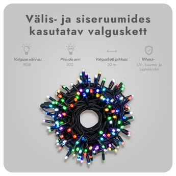 Välis- ja siseruumides kasutatav valguskett(LED tuled) 10 m PROLED RGB Välis- ja siseruumides kasutatav valguskett(LED tuled) 10 m PROLED RGB