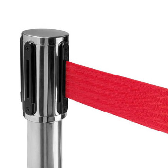Hõbedast värvi lintpiire FLEX, 300 cm punase lindiga