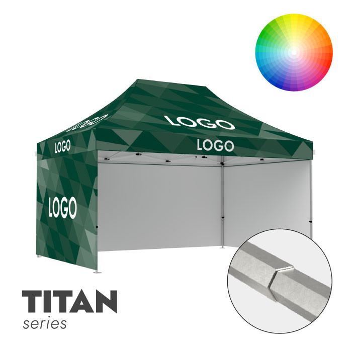 Reklaamtelk Zeltpro Titan, 3 × 4,5 m, valitud värvi, trükk katusel ja 4 seinal