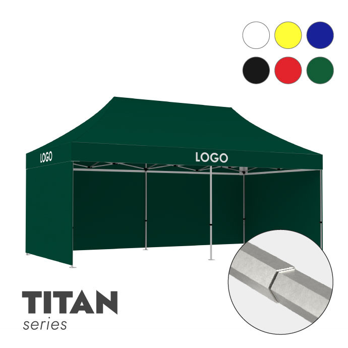 Reklaamtelk Zeltpro TITAN, 3 × 6 m, valitud värvi, 4 seina ja termokleebistega (2 tk) katuse külgedel