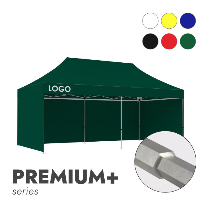 Reklaamtelk Zeltpro Premium+, 3 × 6 m, valitud värvi, 4 seina ja termokleebisega (1 tk) katuse küljel