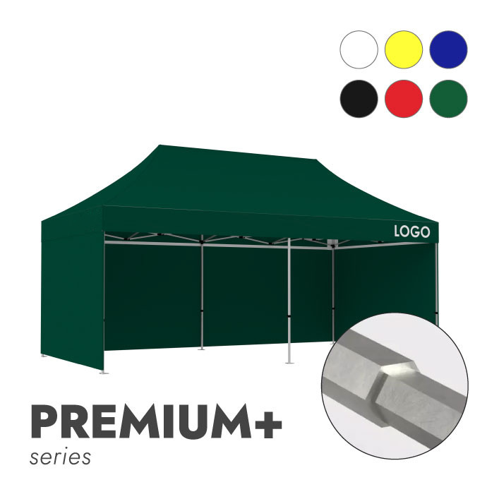 Reklaamtelk Zeltpro Premium+, 3 × 6 m, valitud värvi, 4 seina ja termokleebisega (1 tk) katuse küljel