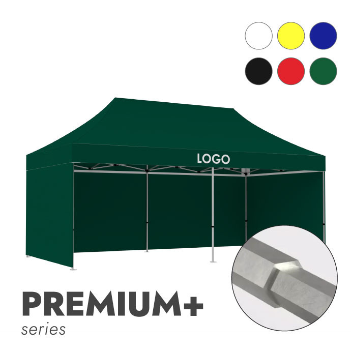 Reklaamtelk Zeltpro Premium+, 3 × 6 m, valitud värvi, 4 seina ja termokleebisega (1 tk) katuse küljel