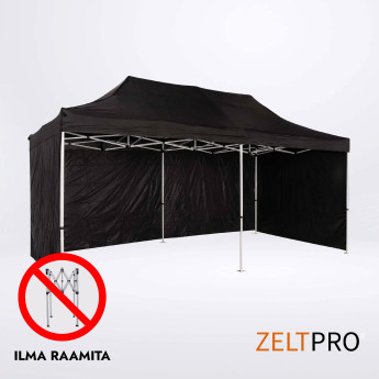 Telgi katuse ja seinte (4 tk) komplekt 3x6 Must Zeltpro PROFRAME