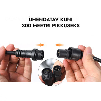 Välistingimustes kasutatav valguskett (LED tuled) 10 m Glow must Matt