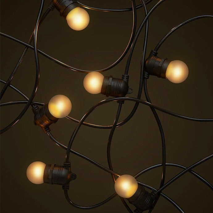 Välistingimustes kasutatav valguskett (LED tuled) 10 m Glow must Matt