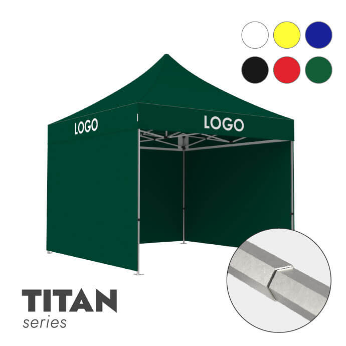 Reklaamtelk Zeltpro TITAN, 3 × 3 m, valitud värvi, 4 seina ja termokleebistega (3 tk) katuse külgedel