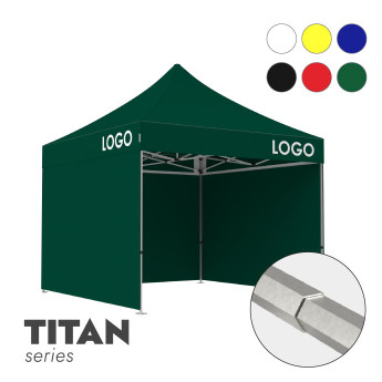 Reklaamtelk Zeltpro TITAN, 3 × 3 m, valitud värvi, 4 seina ja termokleebistega (3 tk) katuse külgedel