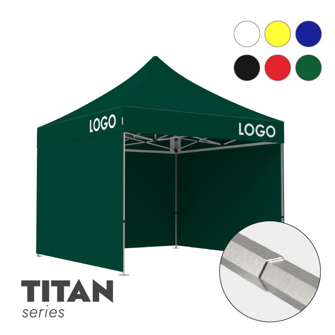 Reklaamtelk Zeltpro TITAN, 3 × 3 m, valitud värvi, 4 seina ja termokleebistega (3 tk) katuse külgedel
