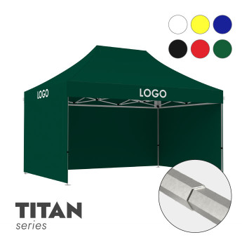 Reklaamtelk Zeltpro TITAN, 3 × 4,5 m, valitud värvi, 4 seina ja termokleebistega (3 tk) katuse külgedel