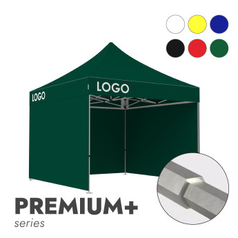 Reklaamtelk Zeltpro Premium+, 3 × 3 m, valitud värvi, 3 seina ja termokleebistega (3 tk) katuse külgedel