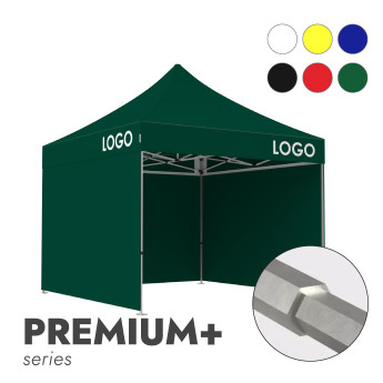 Reklaamtelk Zeltpro Premium+, 3 × 3 m, valitud värvi, 3 seina ja termokleebistega (3 tk) katuse külgedel