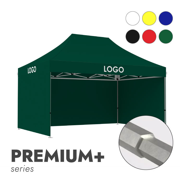 Reklaamtelk Zeltpro Premium+, 3 × 4,5 m, valitud värvi, 4 seina ja termokleebistega (3 tk) katuse külgedel