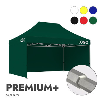 Reklaamtelk Zeltpro Premium+, 3 × 4,5 m, valitud värvi, 4 seina ja termokleebistega (3 tk) katuse külgedel