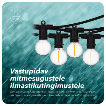 Päikesepaneeliga õue valguskett (LED) Perl must