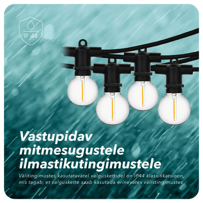 Päikesepaneeliga õue valguskett (LED) Perl must
