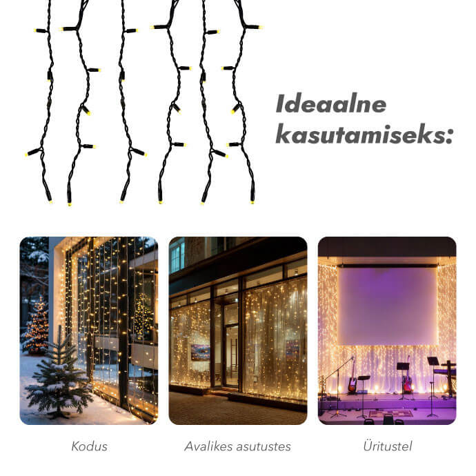 Valguskardin (valguskett) PROLED IP67 6x2 m
