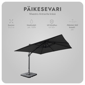 Päikesevari Maestro Antracito koos alusega (kingituseks kaasa kaitsekate)