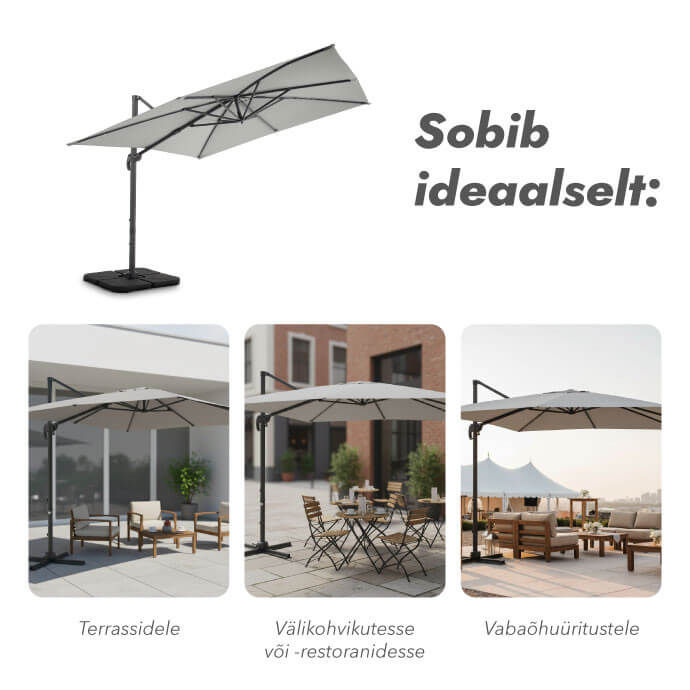 Päikesevari Comfort Light Grey koos raskusplaadiga