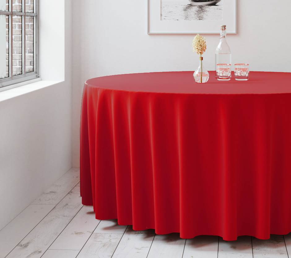 Määrdumiskindel ümmargune laudlina punane D290